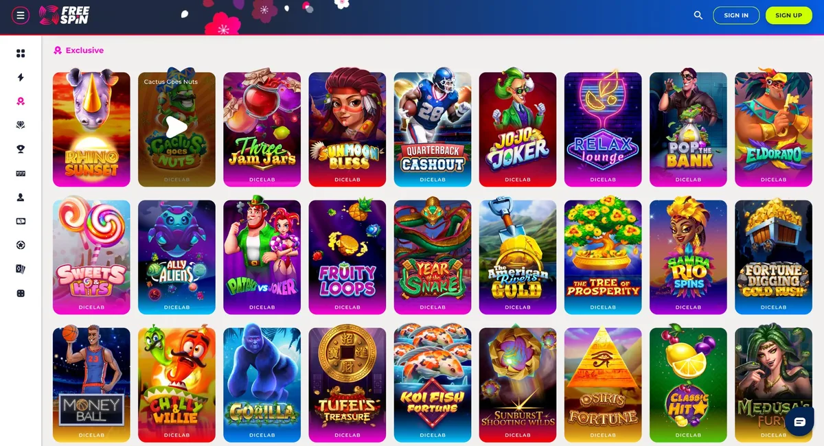 Free Spin Casino DiceLab exclusive slots for Missouri players — Gorilla slot and full exclusive catalogue