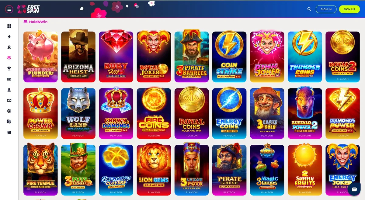 Free Spin Casino Missouri Playson Hold and Win slot games in GC and SC mode